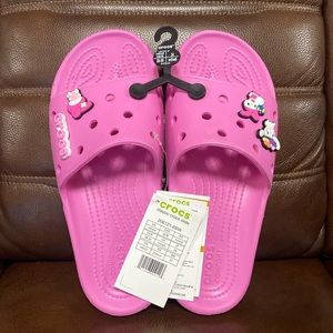 Classic Crocs Slides Taffy Pink Rose with 4 Jibbtz